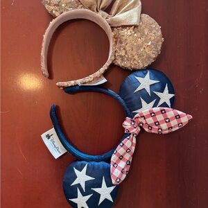 Disney Sequin and Star Minnie Ears - Gold and Blue